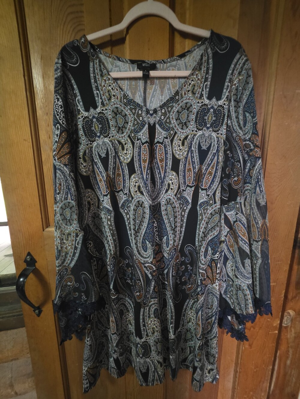 MSK Womens Blue Paisley Dress